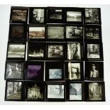 Glass plate colour and black and white photographic slides including C.Pratchett, High Wycombe