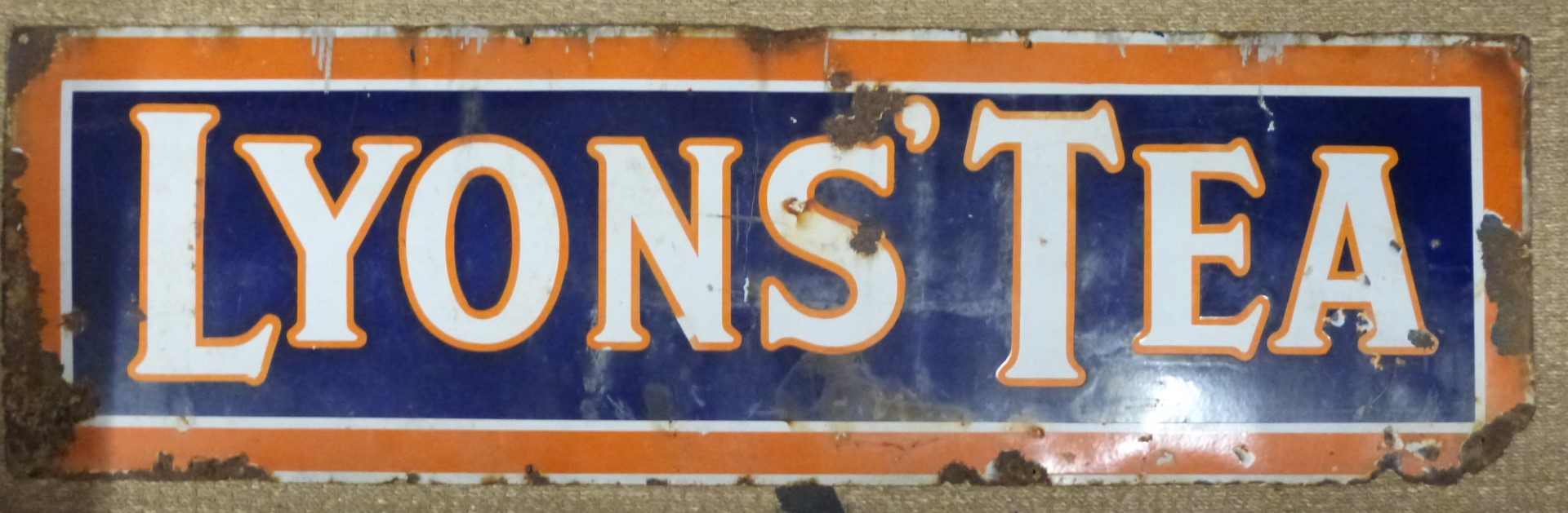 Lyons tea vintage enamel advertising sign, 46 x 153cm