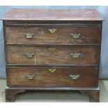 19thC mahogany chest of three graduated drawers with brush slide, W97 x W51 x H94cm