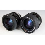 Two Tamron SLR camera lenses comprising 35-70mm 1:3.5 CF Macro and 24mm 1:2.5, both with Adaptall