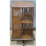 A 19th/20thC oak four sided free standing drawing room bookcase of small proportions, W37 x D37 x