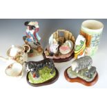 A collection of ceramics including Border Fine Arts Herdwick Ewe and Lamb and utensils jar, Royal
