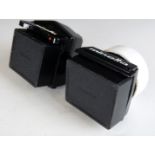 Two Minolta SLR camera viewfinders to suit XM or similar, one with vertical eyepiece
