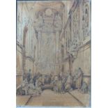 Achille Vianelli (1803-1894) Italian church interior scene, signed and titled Montevergine 1852
