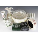 Belleek bowl and jug with applied decoration, Portmeirion Botanic Garden items, Art Deco Burgess and