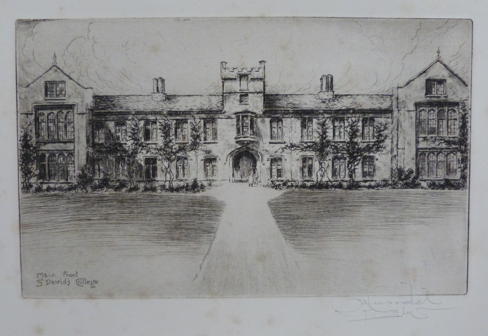 G Huardel Bly (b1872) three signed etchings of St David's College, Lampeter (University Of Wales) - Image 3 of 4