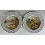 Royal Doulton pair of hand decorated cabinet plates, one with ducks, the other woodcock, diameter