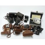 Collectable cameras to include Balda Rigona folding camera, FED 4, Agfa Isola, Zeiss Ikon Contessa