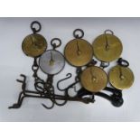 Six Salter spring balances with circular dials comprising MMB branded 5lb, No 20 200lb with chrome