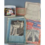 Quantity of various badges to include advertising examples, together with vintage sheet music and