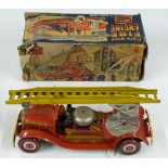 Mettoy Playthings clockwork tinplate Fire Engine with swivel and extending ladder, 3110, in original