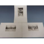 G Huardel Bly (b1872) three signed etchings of St David's College, Lampeter (University Of Wales)
