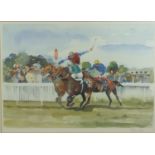 Stanley Keen pair of signed limited edition (726/850) horse racing prints, both 34 x 47cm, in gilt