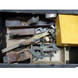 Woodworking tools including Stanley No.50 and Record 77A planes