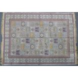 Persian garden carpet / rug with 72 square floral designs, geometric floral borders on ivory
