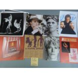 A quantity of music interest photographs and pictures including David Bowie, The Beatles and Led