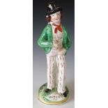 Staffordshire double sided Press Gang figure Water and Gin, H11.5cm