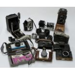 Collectable cameras to include Zenit EM, Zeiss Ikoflex, Takumar 1:1.4/50 and 1:3.5/35 lenses, two