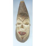 African tribal carved Punu Cap mask purchased by the vendor in Libreville, Gabon, H29cm