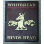 Whitbread 'Hinds Head' painted wooden pub sign
