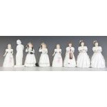 Eight Royal Doulton figurines including two Birthday Girl, two Pretty as a Picture, two Hello Daddy,