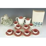 Poole pottery tea set together with a pottery vase and jug