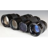 Four Vivitar SLR camera lenses with Olympus mounts, comprising 200mm 1:3.0, 80mm 1:2.5, 80-200mm 1: