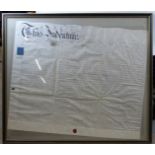 Two framed Victorian indentures, one relating to a house in Gloucester circa 1896, the other