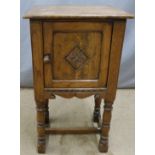 19th/20thC carved oak pot cupboard, W40 x D35 x H77cm