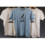 Three blue/ white Damien Hirst/ Science T Shirts with Hirst logos, size S/M, consigned by ex
