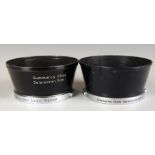 Two Leitz Summaron 3.5cm Summicron 5cm camera lens hoods to suit Leica cameras