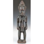 African tribal Bamana carved fertility figure with patination to raised surfaces and beaded