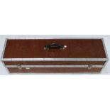 A metal bound felt lined hard case with integral tray, suitable for a musical instrument or other
