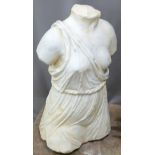 An antique carved marble female torso, H59cm