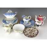 A collection of ceramics including Spode, Wedgwood, Royal Worcester, blue and white cabinet