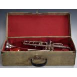 Boosey & Co trumpet 'Silbron Class A' no 125986 to flare, 99188 to valve casing, 19.5 inches in