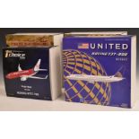 Four 1:200 scale diecast model aircraft including two AV272738009 Royal Air Maroc Boeing 737-800,