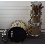 Remo Qudura drum kit comprising 22 inch bass drum, 16 inch floor tom, 13 inch tom and 12 inch tom