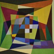 Douglas Herbert Courtney Auburn abstract oil on board geometric study, 61 x 61cm