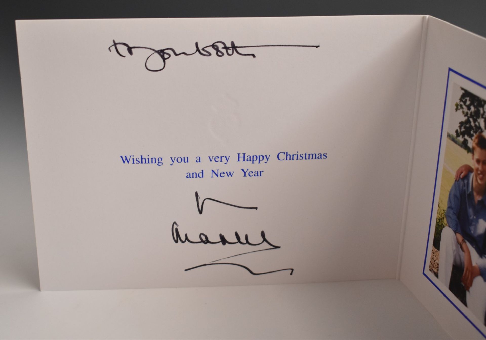 HRH Prince Charles, William and Harry signed photographic Christmas card, 15 x 20cm - Image 3 of 5