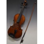 Late 19thC / early 20thC violin labelled Vuillaume a Paris, Rue Croix des Petits Champs 46, with two