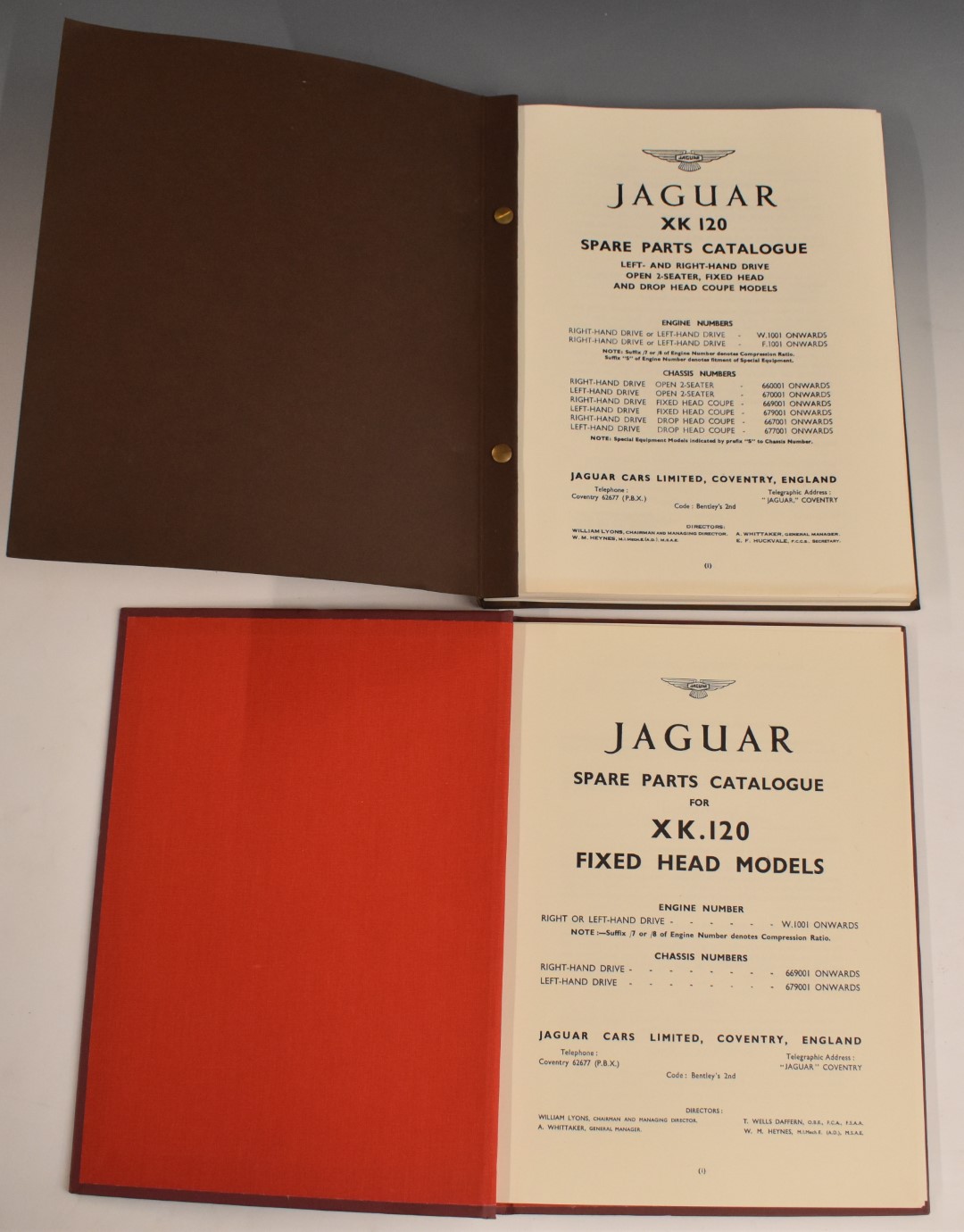 Jaguar XK 120 spare parts catalogue and a catalogue for the fixed head models, both Jaguar - Image 2 of 3