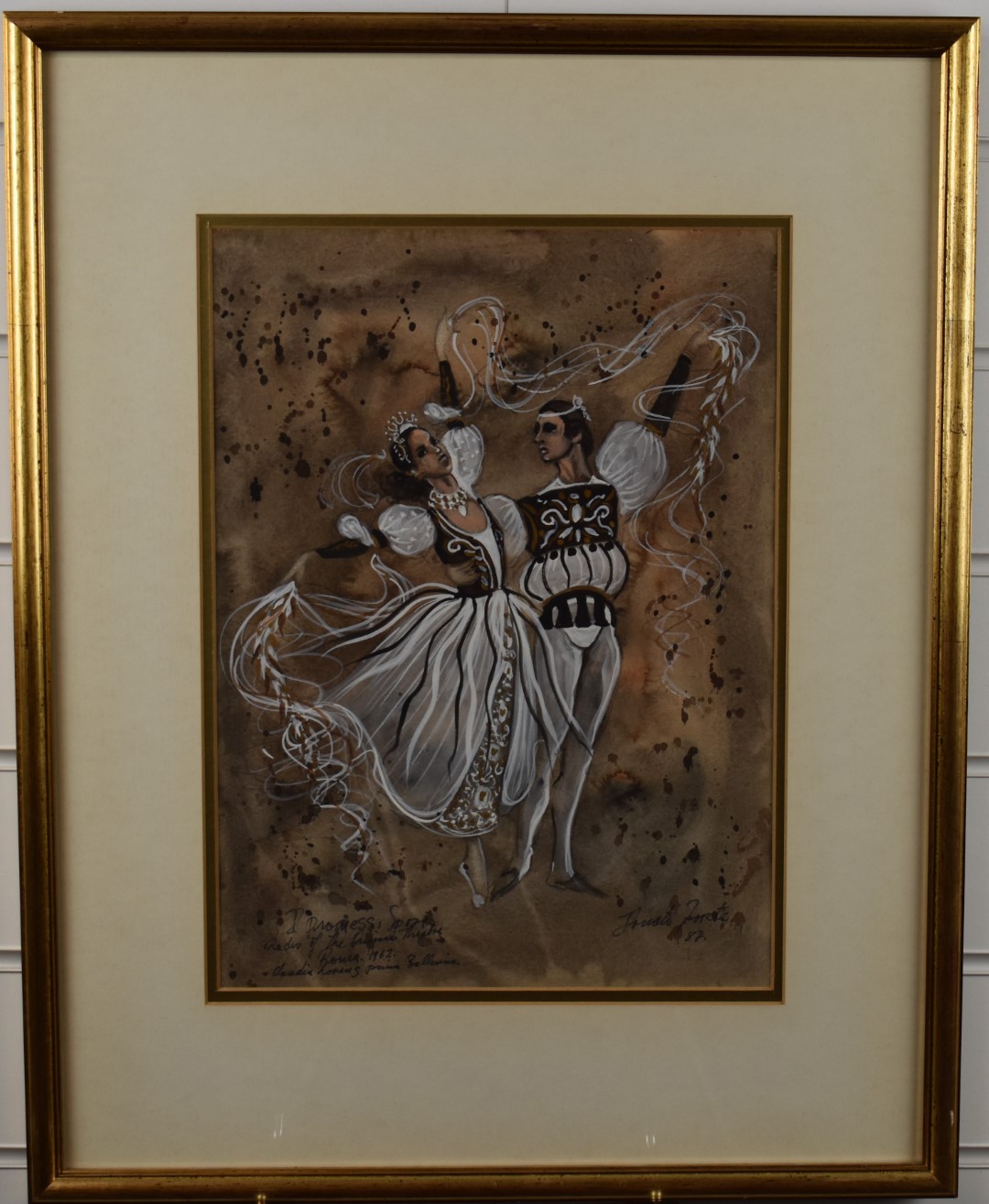 Pair of mid 20thC watercolour studies of dancers, indistinctly signed possibly Janeti Forte and - Image 6 of 7