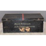 WW1 military metal trunk with 'Major A C Wilkinson 1st Battalion Coldstream Guards' stencilled to