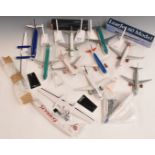 Fifteen snap fit construction model aircraft, various liveries including Aer Lingus, Lufthansa,