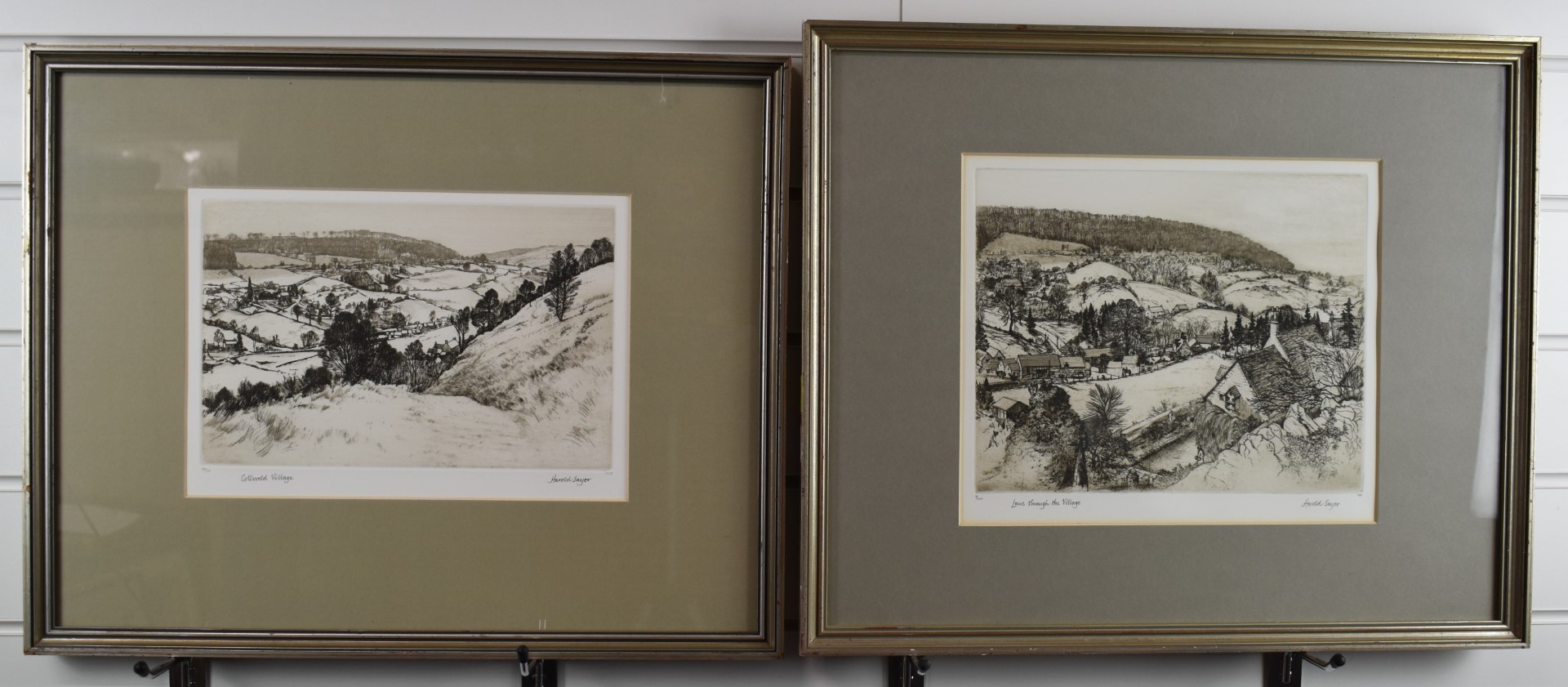 Harold Sayer pair of signed limited edition 89/100 and 6/200 etchings 'Lane Through The Village' and