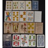 Four continental packs of playing cards to include Portuguese examples with named cards and