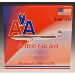 American Airlines 1:200 scale diecast model aircraft Airbus A300B4-605R in original box.