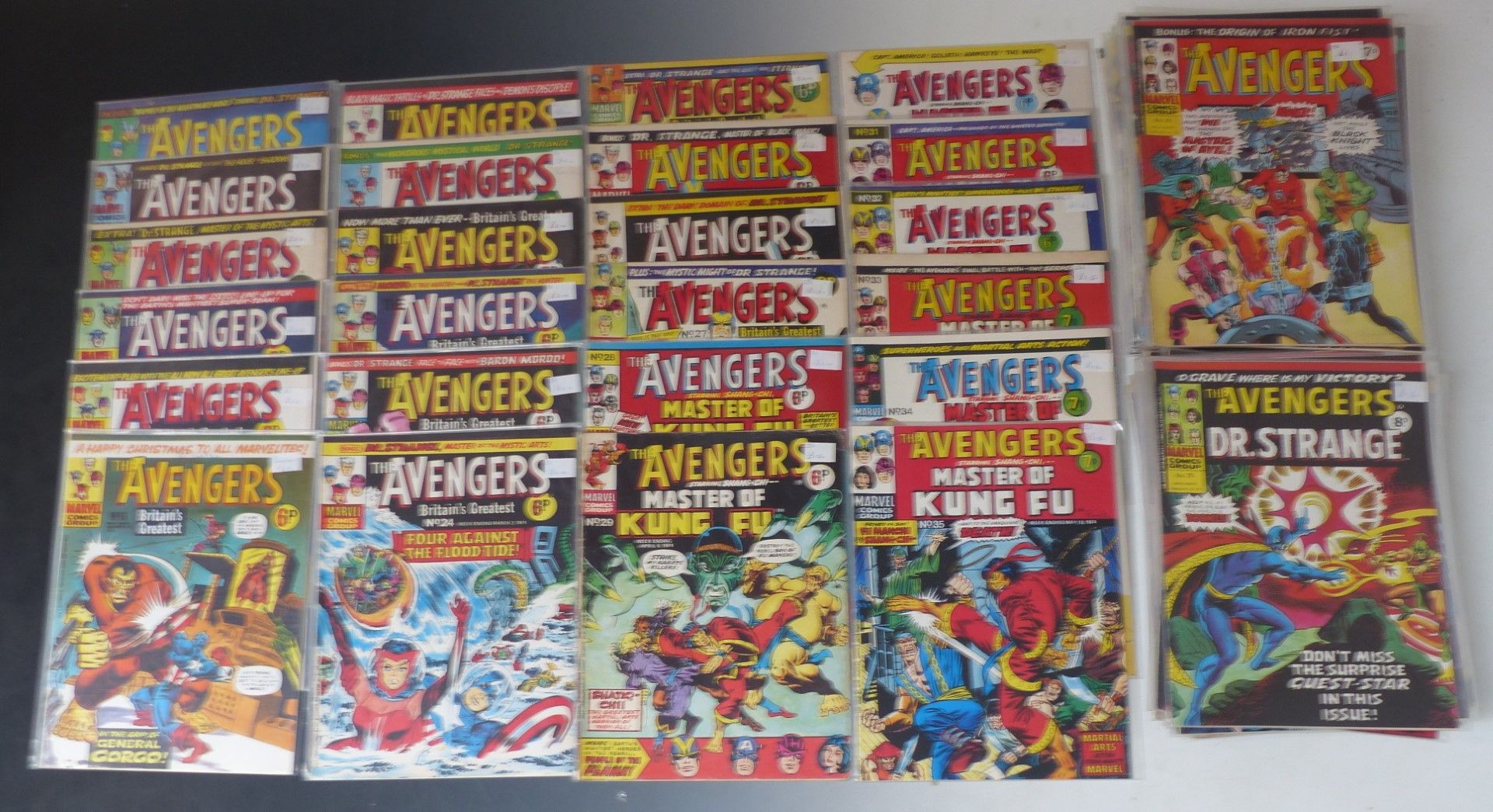 Approximately 100 Marvel The Avengers comics dating from 1973-1976.
