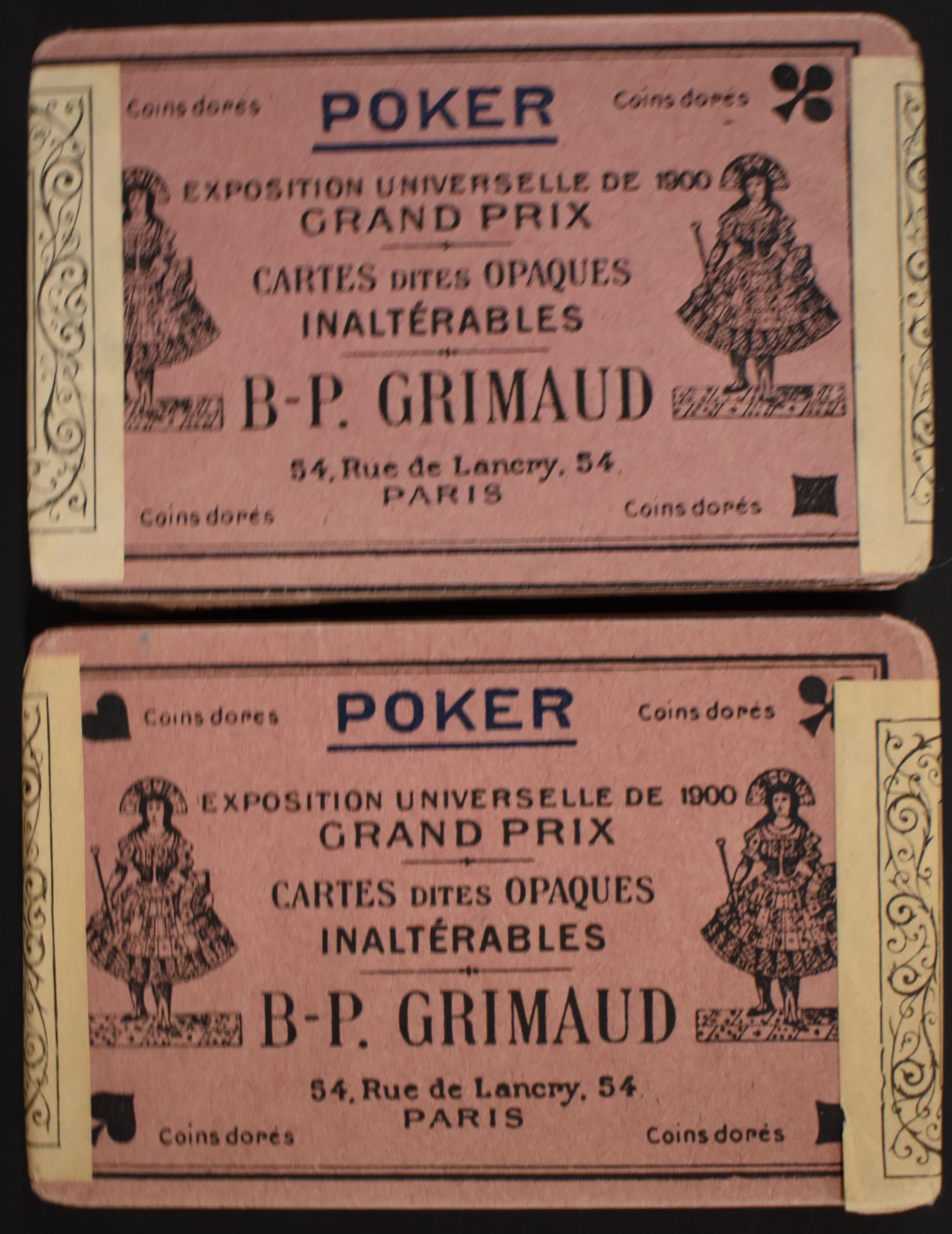 Two packs c1900 B P Grimaud, Paris unopened poker cards